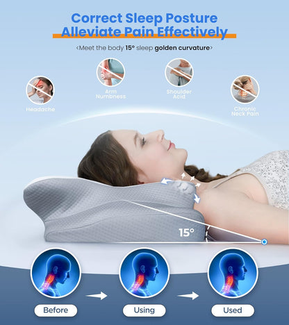 Almohada ergonómica premium de espuma viscoelástica refrescante para soporte cervical