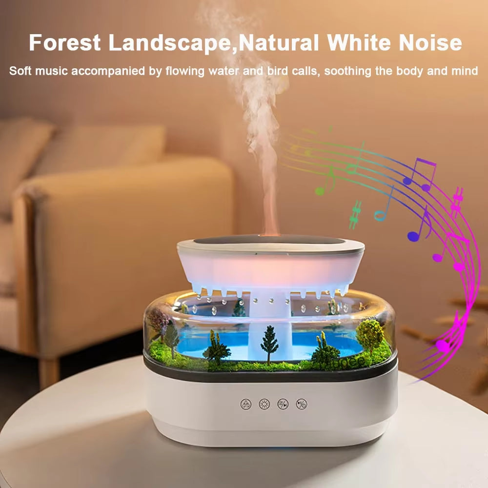 New Aroma Humidifier Raindrop Air Humidifier Colorful Atmosphere Light White Noise Music Essemtial Home Oil Fragrance Diffuser