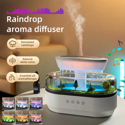 New Aroma Humidifier Raindrop Air Humidifier Colorful Atmosphere Light White Noise Music Essemtial Home Oil Fragrance Diffuser