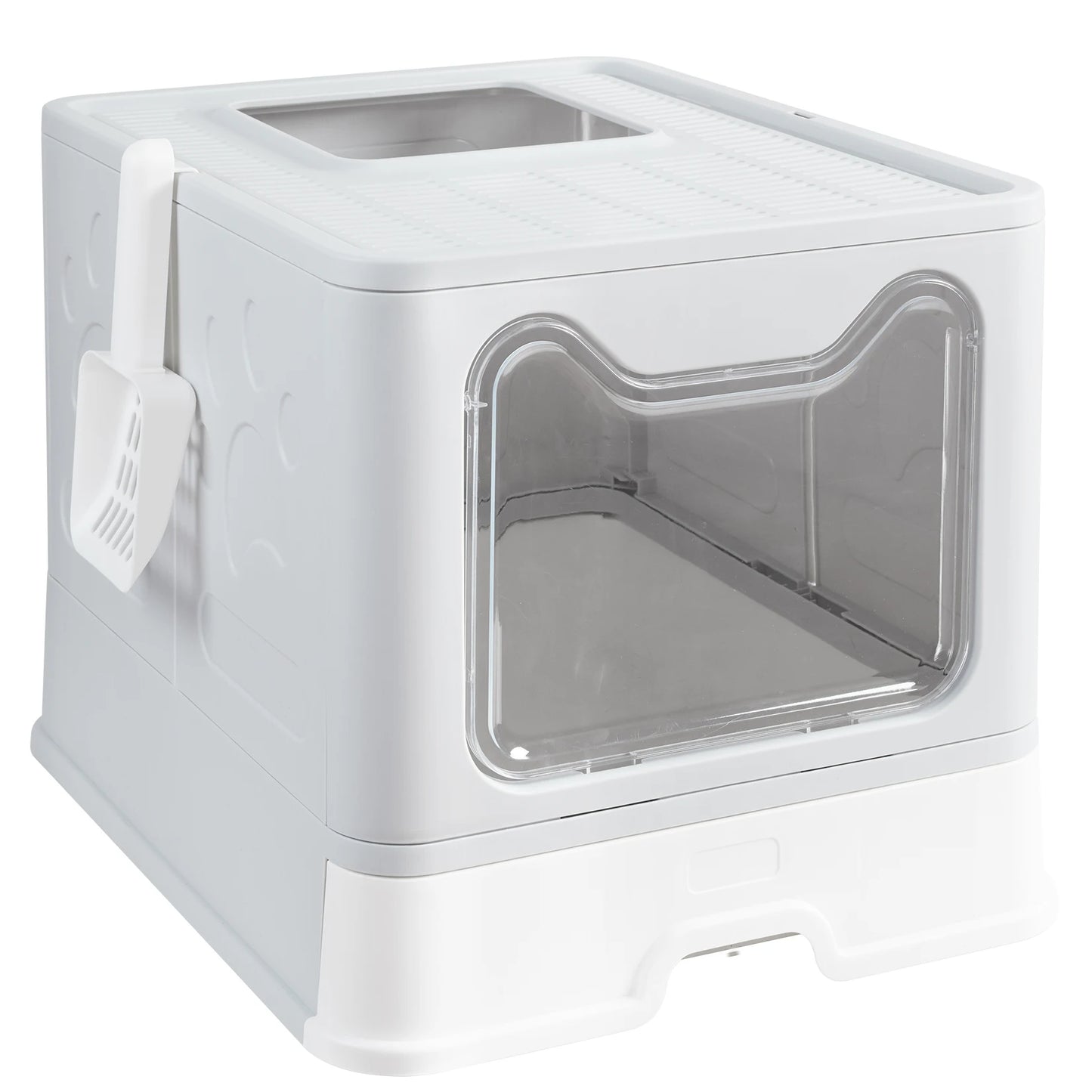 XXL Foldable Cat Litter Box with Front Entry and Top Exit Tray