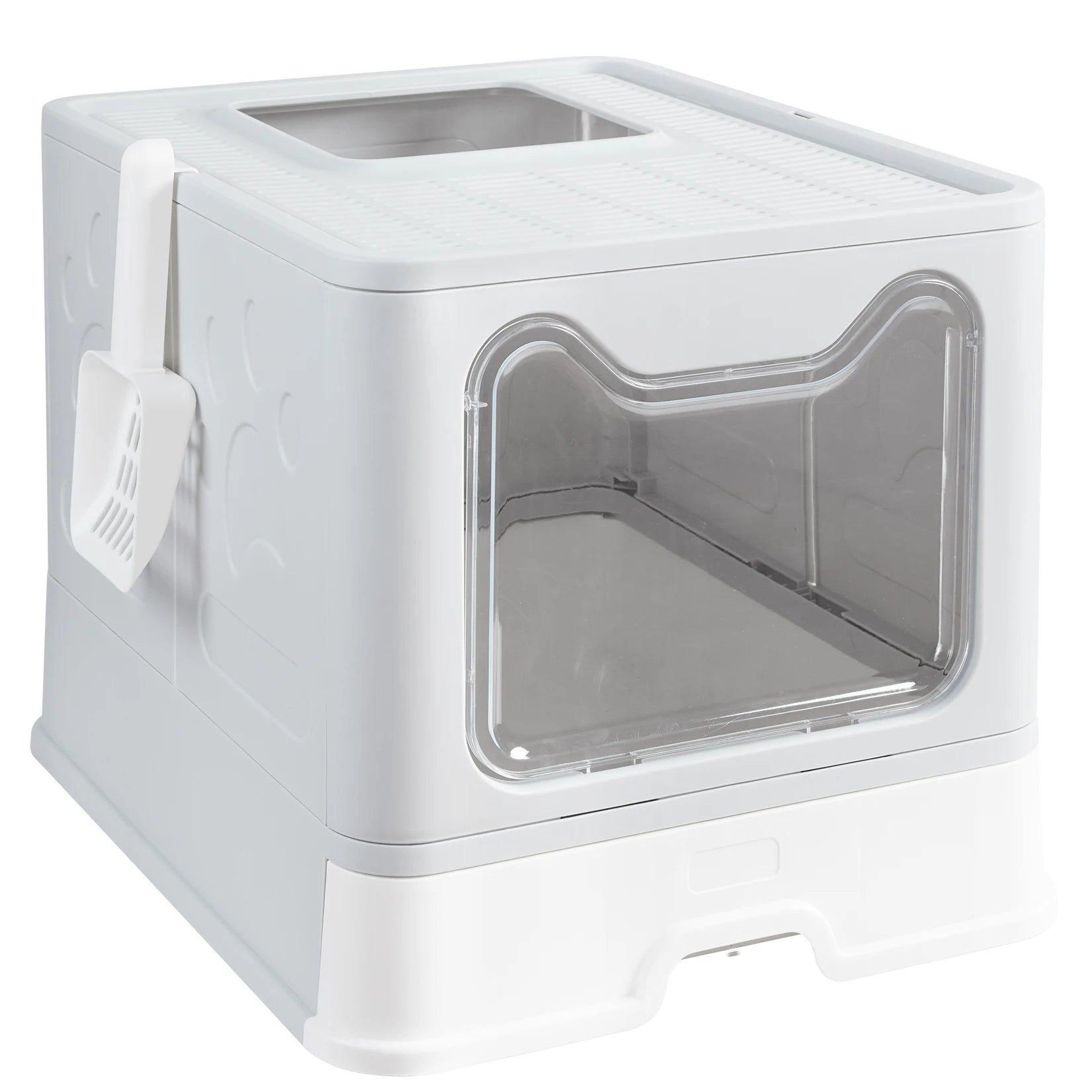 XXL Foldable Cat Litter Box with Front Entry and Top Exit Tray