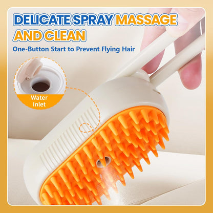 4 in 1 Cat Steam Brush for Shedding, Rechargeable Steam Pet Brush for Dog and Cat, Anti-Static, Massage, Cleaning, Shedding & Combing All in One!(Brown)